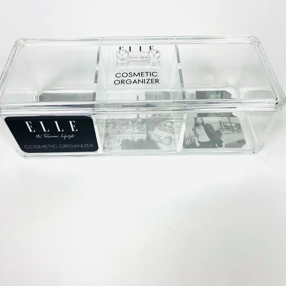 ELLE 3 Compartment Cosmetic Organizer with Lid